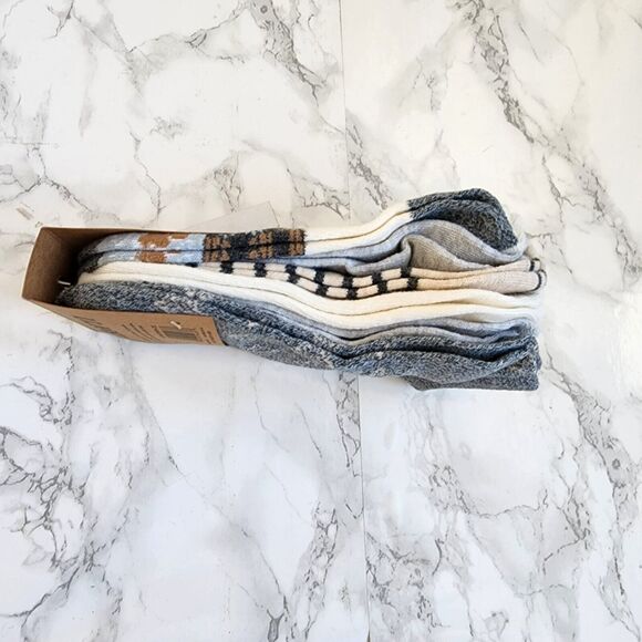 Born 6 Pair Cotton Blend No Show Socks Multiple Pattern Light Blue Gray Cream - Picture 4 of 4